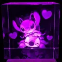 3D Stitch & Angel LED Light Up Crystal Collectible