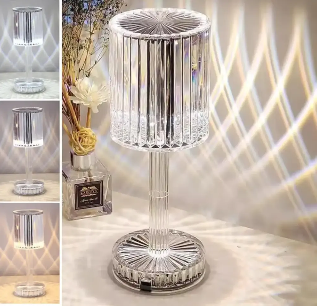 LED Table Lamp Crystal Touch Dimmable LED Bedside Lamp Modern Creative Acrylic Diamond Bedside Lamp LED Night Light for Bedroom, Living Room, Restaurant, Hotel Decoration